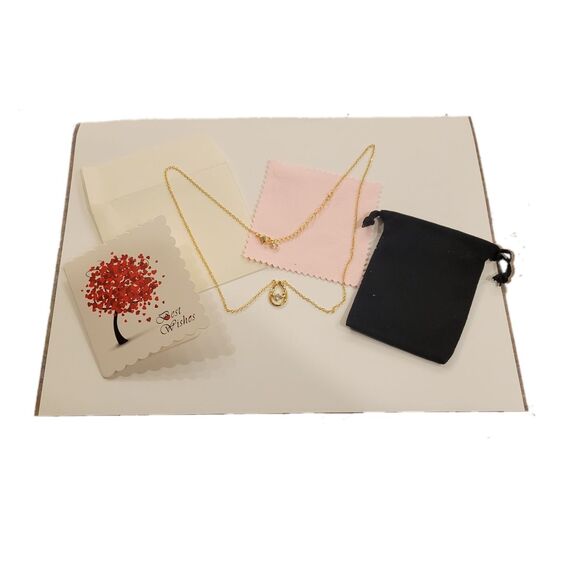 Waterdrop Cubic Zirconia Gold Plated Pendant Necklace - Picture 3 of 4